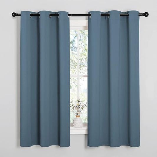 NICETOWN Smoky Blue Blackout Curtains 45 inches Length by NICETOWN
