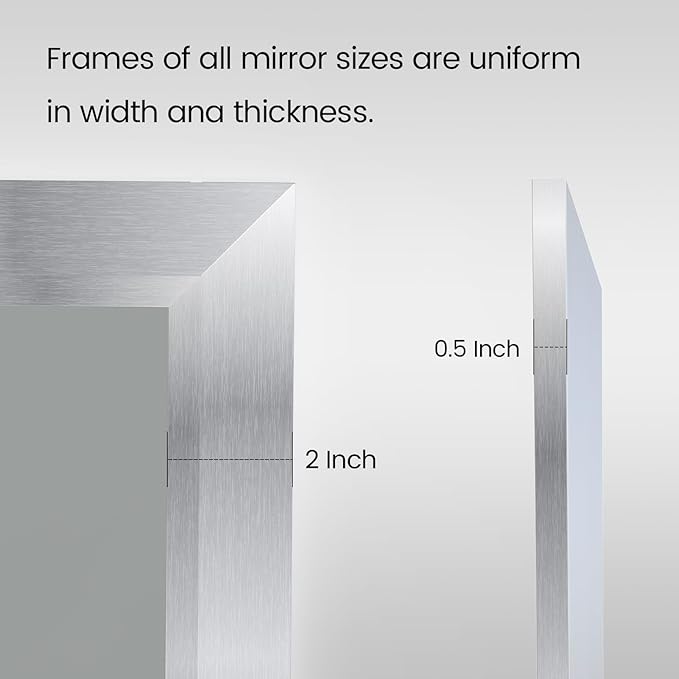 Amorho 20x30 Inch Bathroom Mirror Silver, Thick Metal Framed Wall Mirrors - Image 4