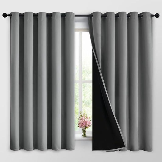 Yakamok 100% Grey Blackout Curtains by Yakamok