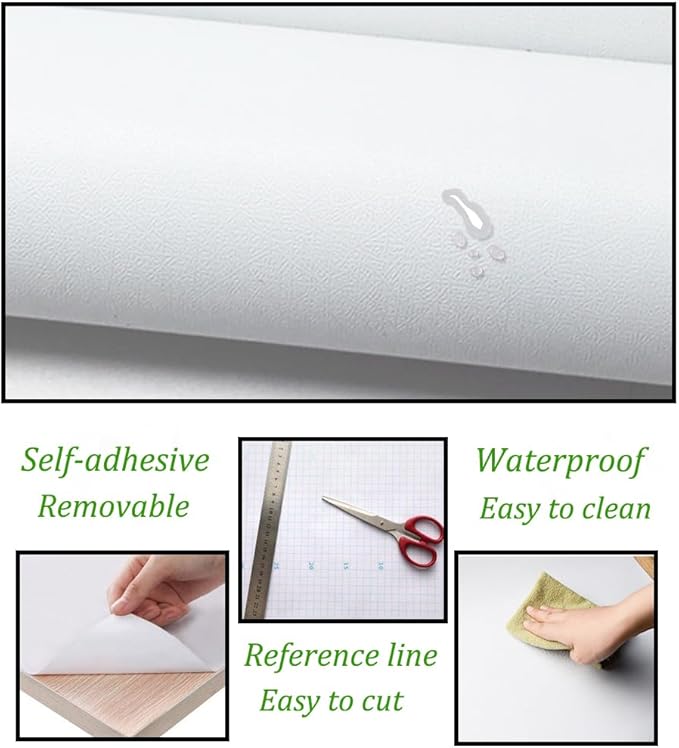 Safiyya 197"x17.7" White Peel and Stick Wallpaper Contact Paper Waterpoof - Image 7