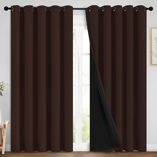 Yakamok 100% Blackout Curtains for Bedroom, 2 Thick Layers Thermal Insulated by Yakamok