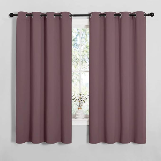 NICETOWN Bedroom Curtain Panels Blackout Draperies, Dry Rose, 1 Pair, 55 by by NICETOWN
