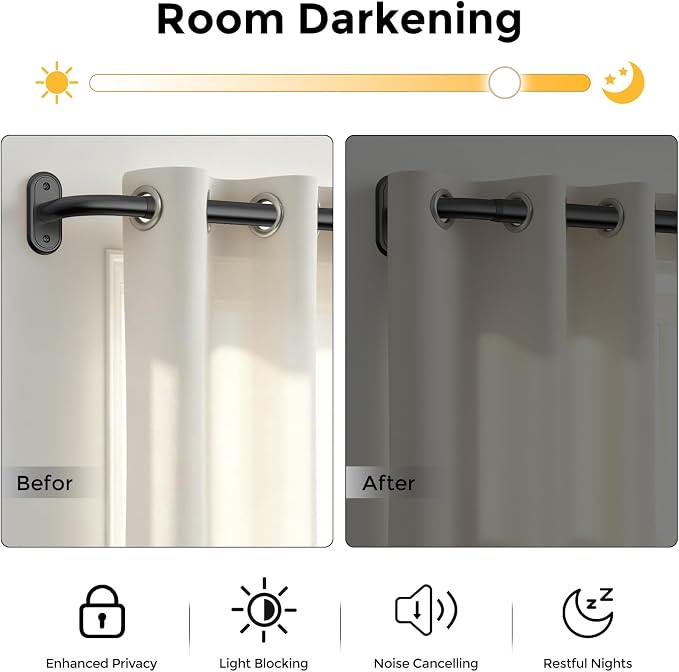 2 Pack Curtain Rods 36-88 Inch, 1 Inch Adjustable Heavy Duty Room Darkening - Image 3
