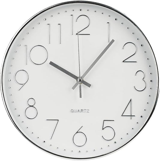 Wall Clock 12 Inch Non-Ticking Silent Modern Simple Style Round Decor Clock by BAKBRAND