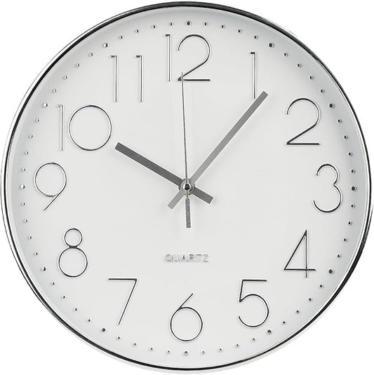 Wall Clock 10 Inch Non-Ticking Silent Modern Simple Style Round Decor Clock by BAKBRAND