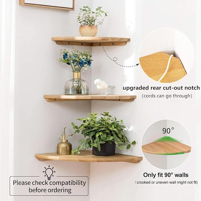 Corner Shelves, Floating Corner Shelf, Round End Wall Mount - Image 3