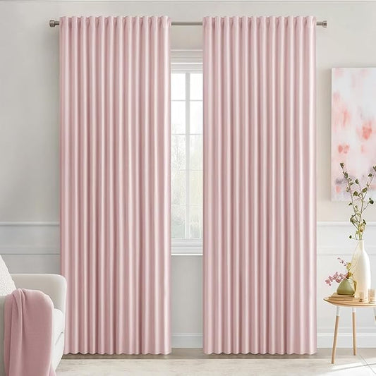 MIULEE Baby Pink Back Tab Blackout Curtains 84 Inch Length 2 Panels Set by MIULEE