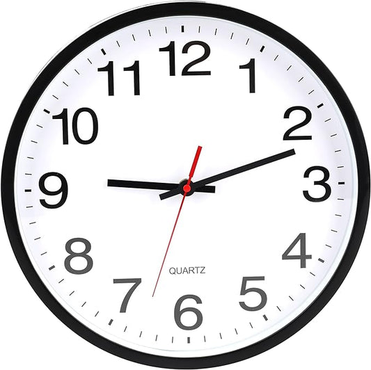 OceeK Black Wall Clock Silent Non Ticking 10 Inch, Modern Wall Clocks, Small by OceeK