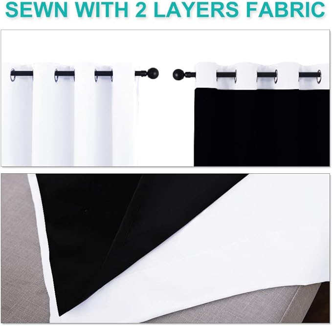 NICETOWN White Blackout Curtains 84 inches Long, Full Light Blocking Drapes - Image 5