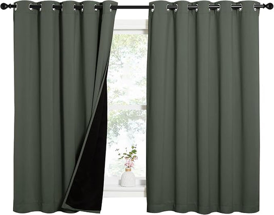 NICETOWN Dark Mallard 100% Blackout Lined Curtains, 2 Thick Layers Completely by NICETOWN