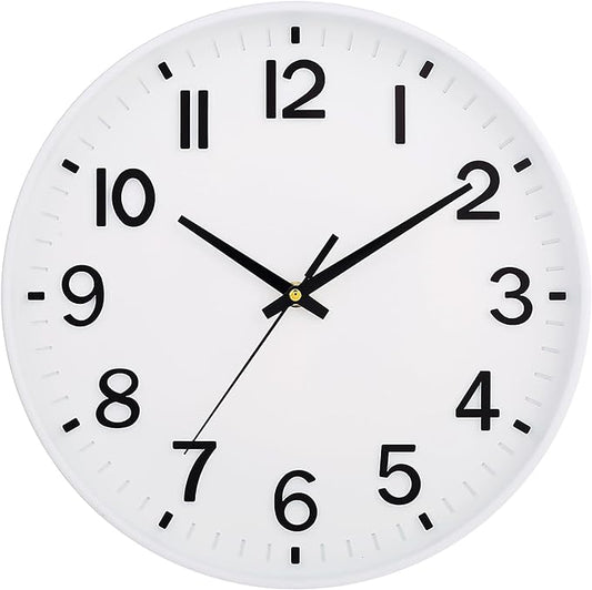 HZDHCLH White Wall Clocks Battery Operated 12 inch Silent Non Ticking Modern by HZDHCLH