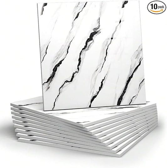Chejiaye 10pcs Marble Peel and Stick Backsplash Waterproof Washroom Wall Panels by Chejiaye
