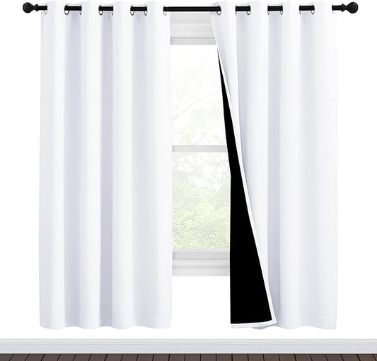 NICETOWN White Blackout Curtains 72 inches Long, Full Light Blocking Drapes by NICETOWN