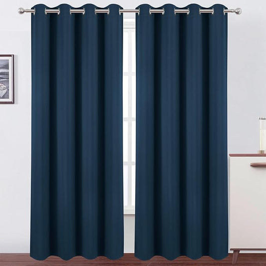 LEMOMO Blackout Curtains 52 x 120 Inch Long Navy Blue Curtains Set of 2 Panels by Lemomo