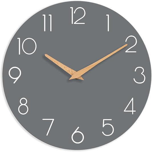 cicininc Wall Clock, 14 Inch Wooden Silent Non-Ticking, Decorative Battery by CICININCOfficial