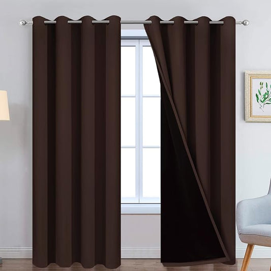 Yakamok 100% Blackout Curtains for Bedroom, 2 Thick Layers Thermal Insulated by Yakamok