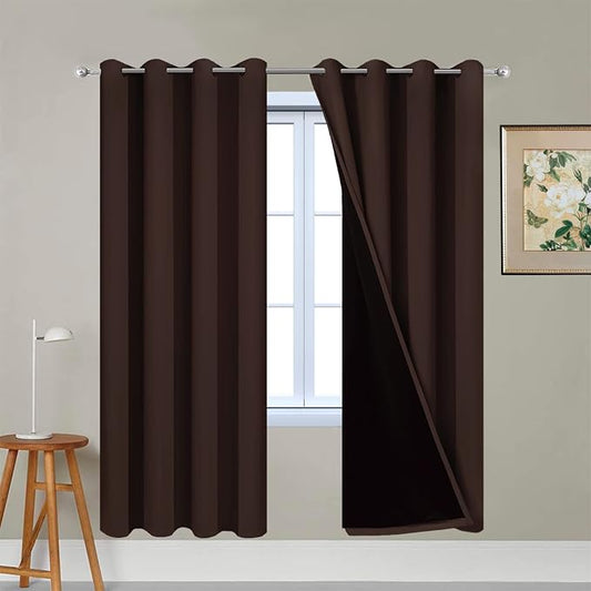 Yakamok Blackout Curtains 72 Inches Long, 2 Thick Layers Grommet Top Thermal by Yakamok