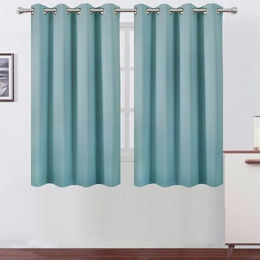 LEMOMO Blackout Curtains 66 x 54 Inch Long Stone Blue Curtains Set of 2 Panels by Lemomo