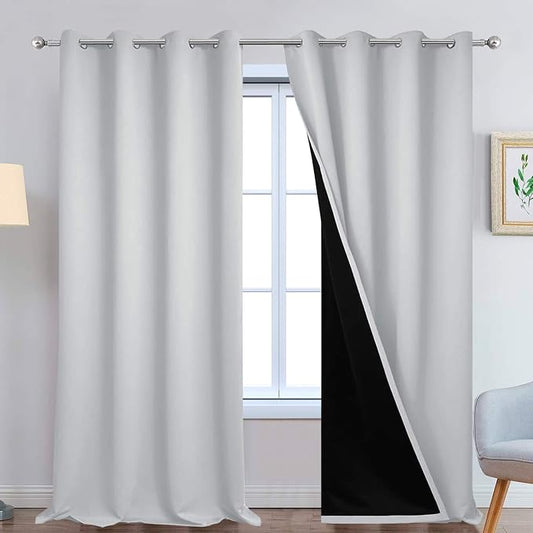 Yakamok 100% Blackout Curtains 108 Inches Long, 2 Thick Layers Thermal by Yakamok