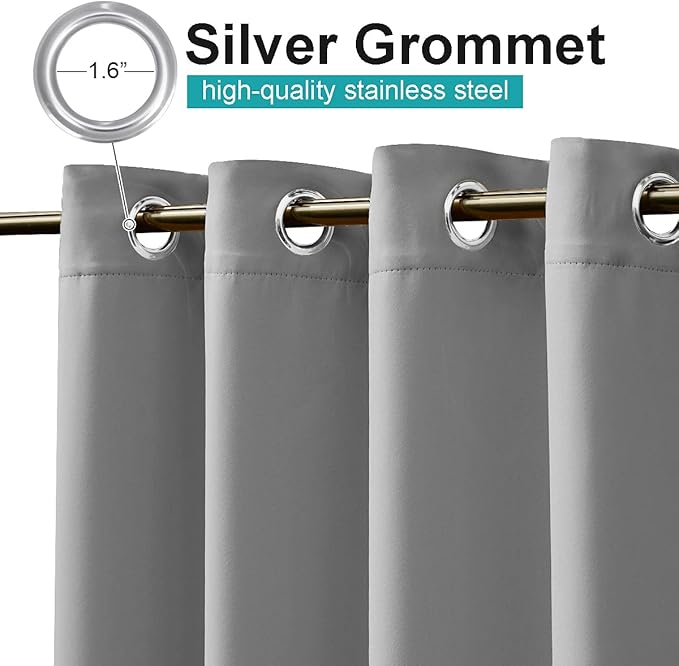 NICETOWN Outdoor Curtain for Patio Waterproof W66 x L84 inch, Stainless Grommet UV Protection Curtain for Gazebo/Porch/Pergola, Weatherproof Curtain for Summer & Winter (Silver Gray, 1 Panel)