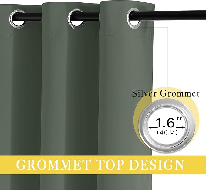NICETOWN Patio Blackout Curtain Panels - Extra Wide Sliding Door Thermal Insulated Drape, Privacy Room Divider Curtain for Bedroom Office (Dark Mallard, 66 x 118 Inch Long)