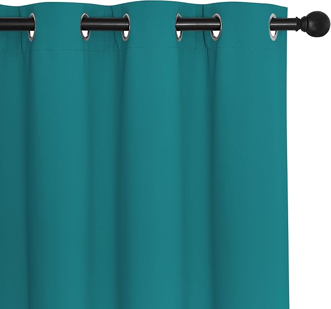 NICETOWN Bedroom Curtain Room Darkening Drapery 102 inches Length - Home Fashion Thermal Insulated Grommet Room Darkening Curtain for Living Room (Peacock Teal, 1 Panel, 52 x 102 inches)