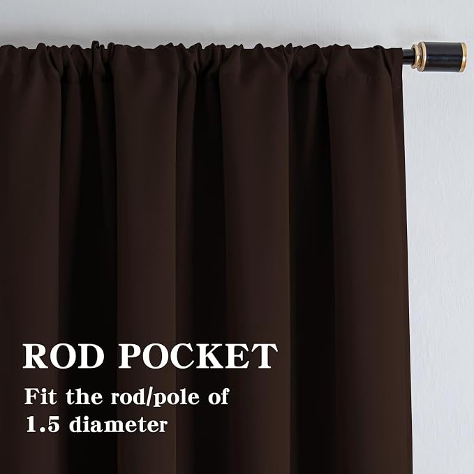 IGEMAEVE Blackout Curtains 72 Inch Length 2 Panels Set, Rod Pocket Energy - Image 2