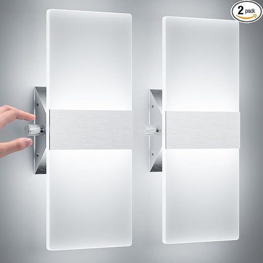 ChangM Modern Wall Sconces Set of Two, 12W Acrylic Led Wall Light, Equipped by ChangM