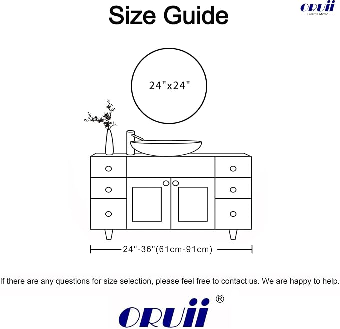Oruii White Round Mirror, Circle Wall Mirrors Metal Frame, Circular Mirrors - Image 8