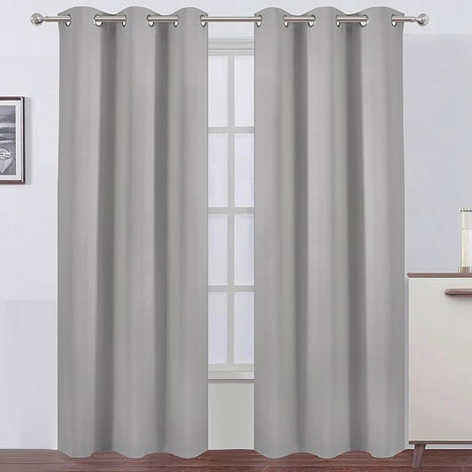 LEMOMO Blackout Curtains 38 x 84 inch/Light Grey Curtains Set of 2 by Lemomo