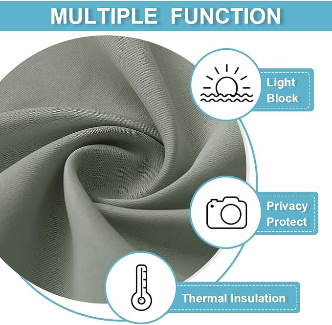 RYB HOME Small Window Curtains, 34 Width x 30 Length, 2 Panels, Sage Green - Image 7
