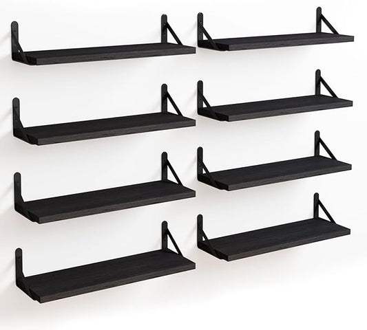 Fixwal Floating Shelves, Width 4.7in Rustic Wood Wall Shelves Set of 8 by Fixwal
