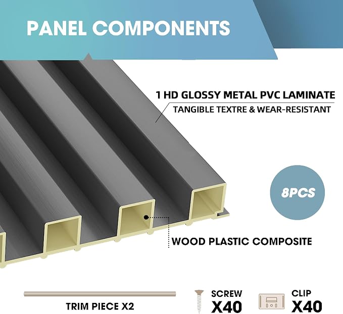 OUZUGIE WPC Acoustic Slat Wall Paneling, Living Room, TV Background, Study Room - Image 4