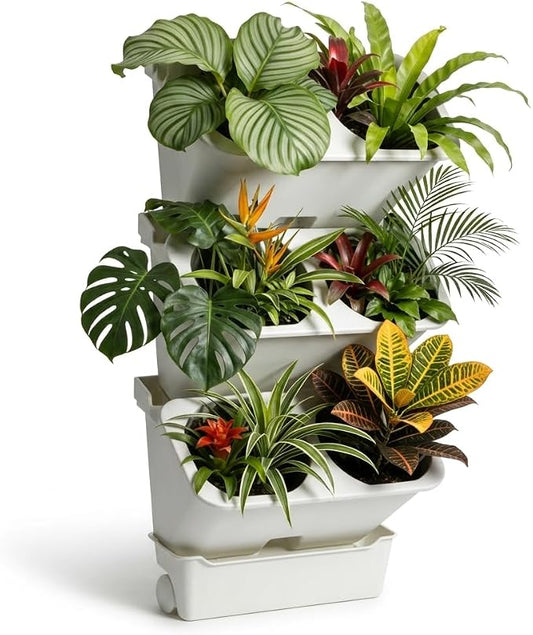 3-Tiers Vertical Wall-Mounted Planter by LZLUCKCOME