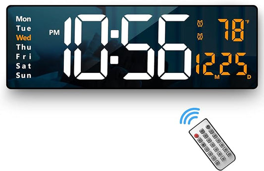 Digital Wall Clock Large Display, 16.2 Inch, LED Digital Clock by Abovsare