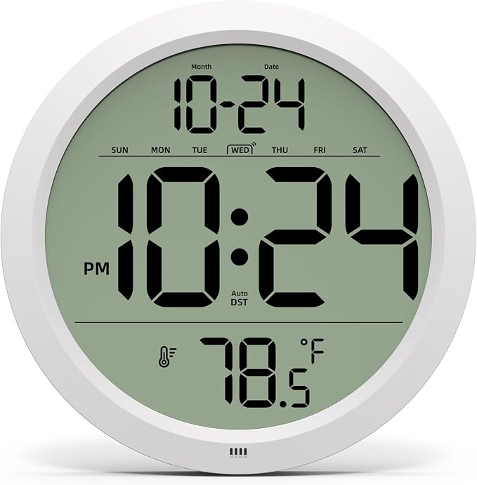 Digital Wall Clock with Date, Indoor Temperature, Battery-Operated Digital Clock by DigitalClocks