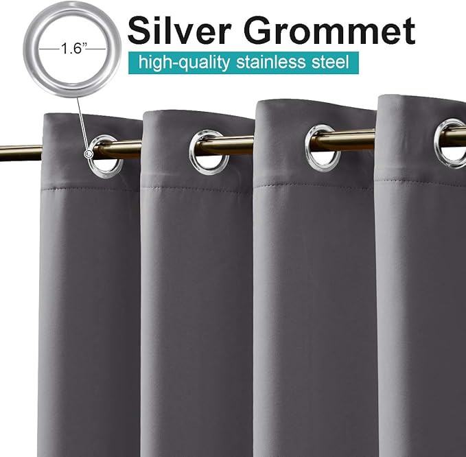 NICETOWN Outdoor Curtain Divider for Patio Waterproof 108" Length, Thermal Insulated Rustproof Grommet Blackout Privacy Indoor Outdoor Living Curtain/Drape for Public Space, Grey, 1 Panel, 100" W