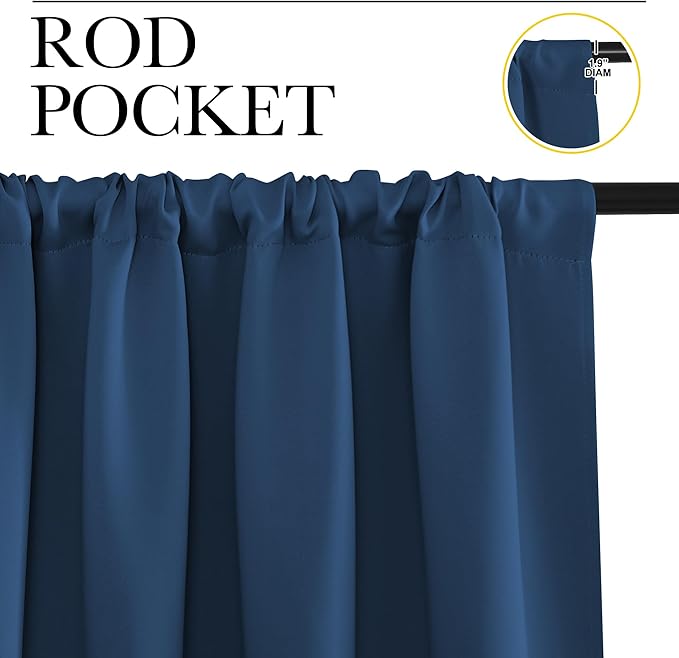 NICETOWN Blackout Curtains for Bedroom, Moroccan Blue, 1 Pair, 62 by 63-inch - Image 2