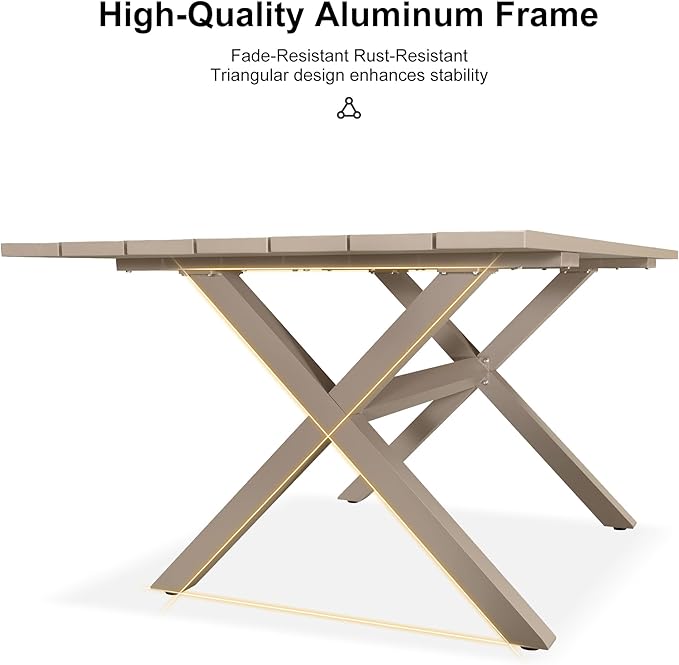 PURPLE LEAF 9 Pieces Outdoor Dining Set with Patio Aluminium Dining Table and Woven Rattan Chairs Modern Metal Furniture Cushions Sets for Garden Yard Indoor Kitchen Champagne