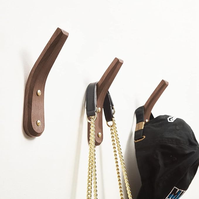 COCOYA 2Pack Wood Hooks Wall Mounted, Minimalist Easy Install Natural Real - Image 4