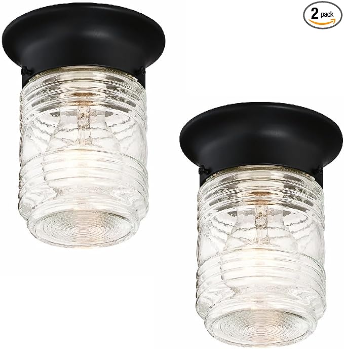 Design House 2-Pack Jelly Jar 1-Light Indoor/Outdoor Flush Mount Ceiling Light by DesignHouse
