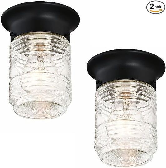 Design House 2-Pack Jelly Jar 1-Light Indoor/Outdoor Flush Mount Ceiling Light by DesignHouse