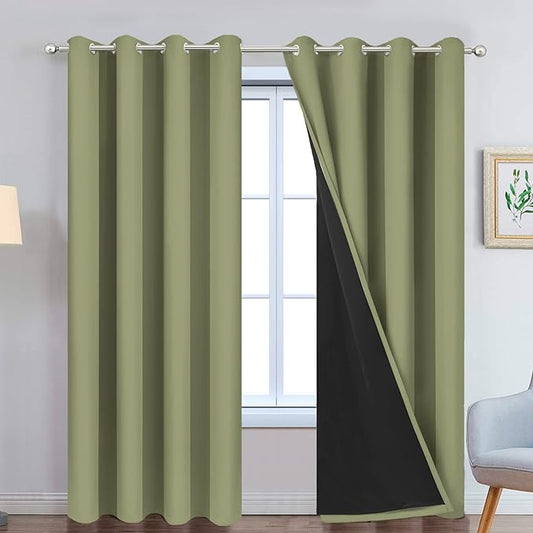 Yakamok Full Blackout Curtains 96 Inches Long, 2 Thick Layers Grommet Top by Yakamok