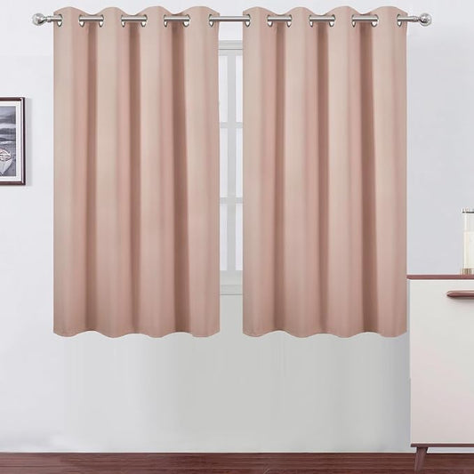 LEMOMO Blackout Curtains 66 x 54 Inch Long Blush Curtains Set of 2 Panels Room by Lemomo