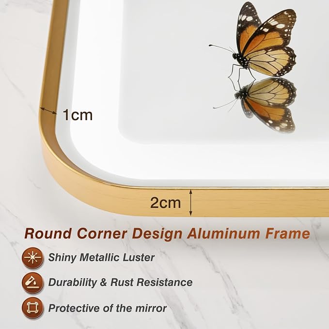 24x36 Inch Gold Framed LED Bathroom Mirror - Image 8