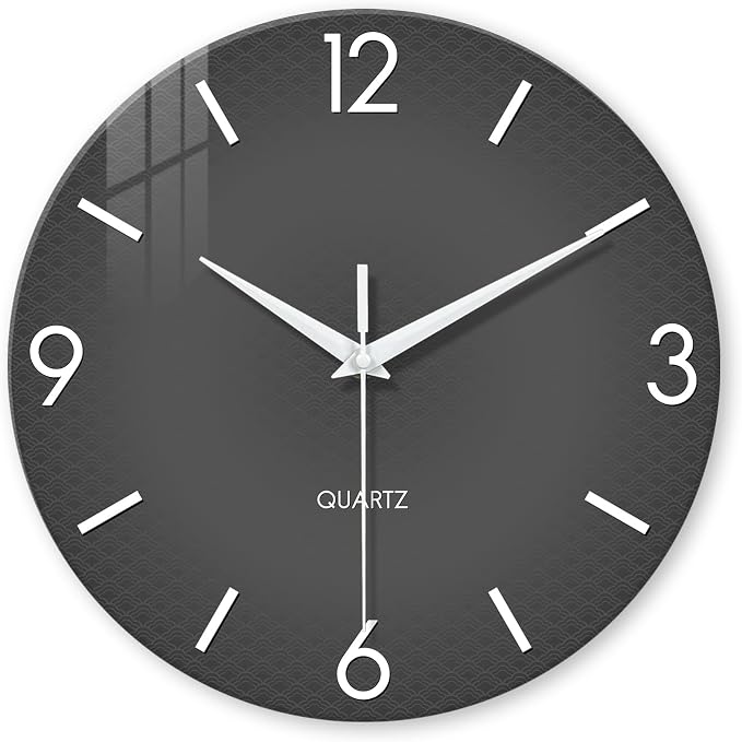 XFM Modern Wall Clock 14 Inch Silent Wall Clocks Battery Operated Grey Simple by XFMWallClock