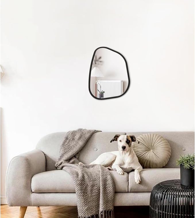 Asymmetrical Mirror for Wall Irregular Oval Wood Frame Modern Unique Wall - Image 3