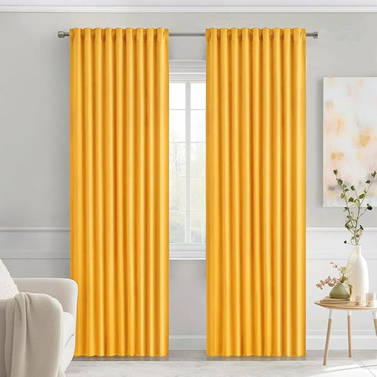 MIULEE Yellow Back Tab Blackout Curtains 84 Inch Length 2 Panels Set by MIULEE