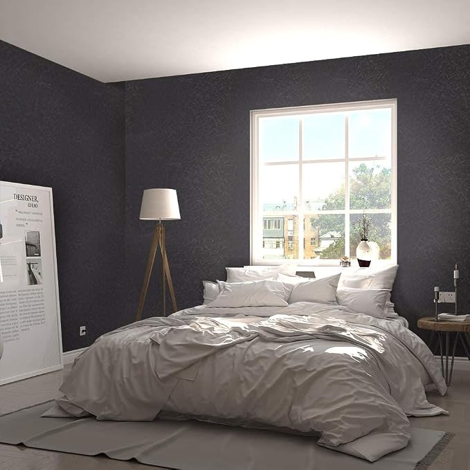 Abyssaly Black Silk Wallpaper Peel and Stick 15.7" X 196.8" Embossed Self - Image 5