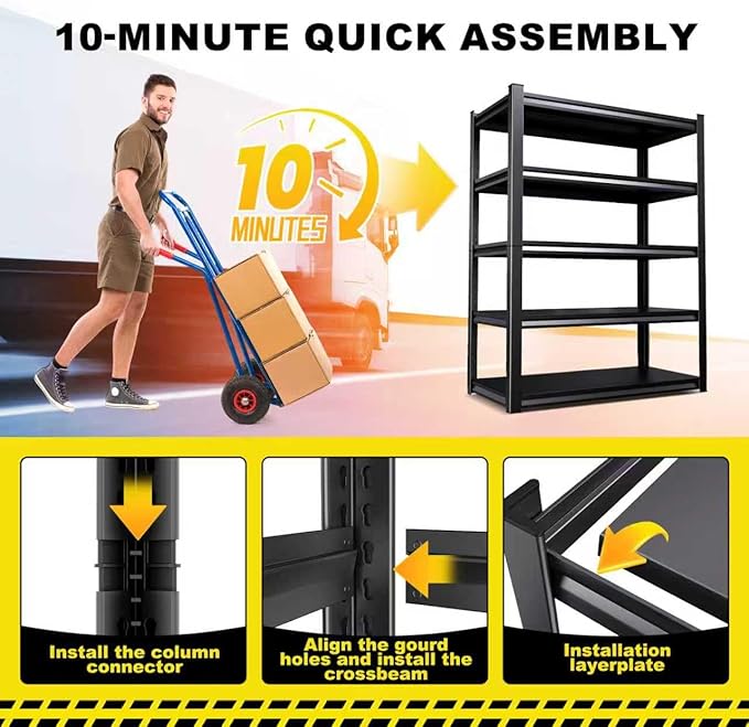 Set of 4 All Metal Garage Shelving-2050 lbs 5 Tier Storage Shelves,Adjustable Heavy Duty Metal Shelving Unit and Storage Large Rack,Utility Steel Shelf for Warehouse Industrial Pantry 71"x46"x20"